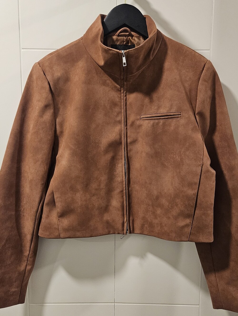 Zara Cropped Vegan Suede Jacket Size Large